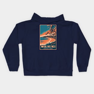 Hawaii Vintage Retro Travel Poster Kids Hoodie